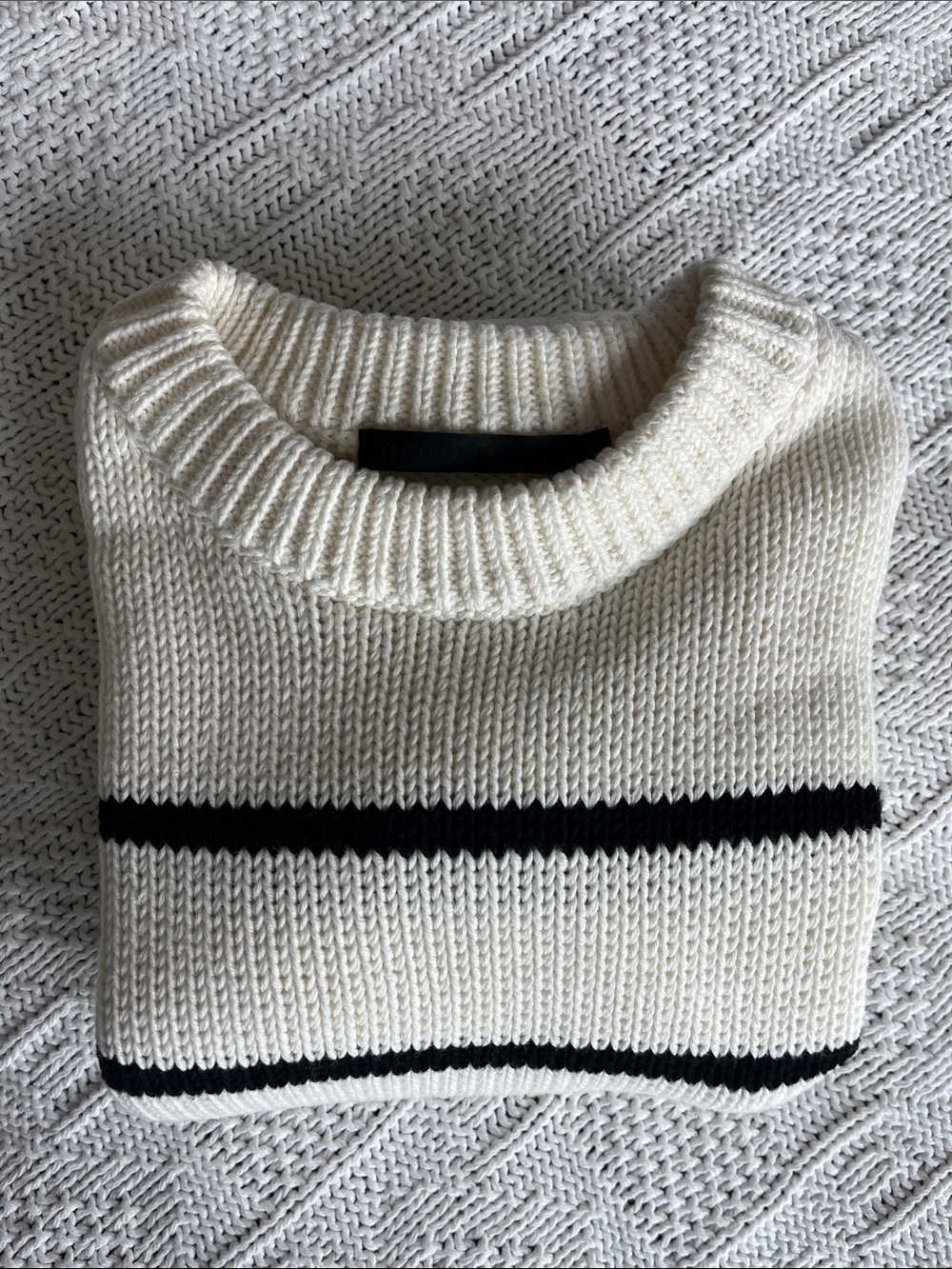 Jenni Kayne  Chloe Striped Cotton Crewneck Sweater in Ivory Black Sz M - Picture 10 of 10
